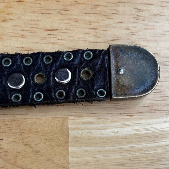 Gilded black leather vintage gold toned riveted Belt Size M main image 8